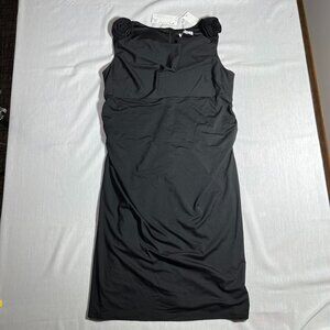 NWT Maacie Women's Black Sleeveless Ruched Maternity Dress Flowers Size 2XL